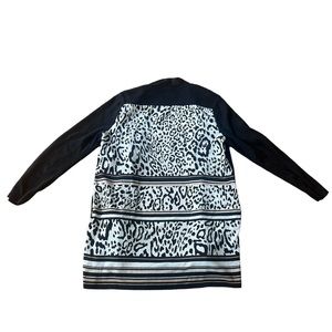 Chicos Cardigan Sweater Medium Size Black
Cheetah Print Back Open Front Pockets